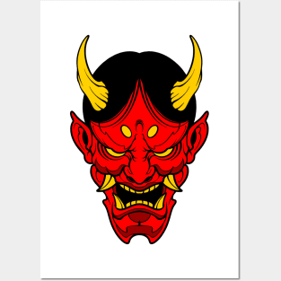 cool oni mask Posters and Art